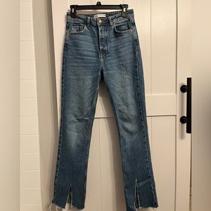 Zara high waisted flare jean- medium wash with some distressed aspect